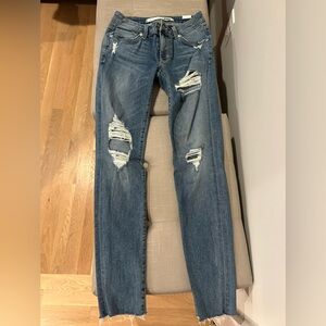 Lovers + Friends Blue Distressed Skinny Jeans